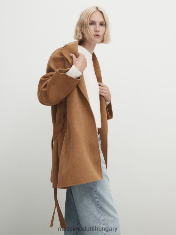 rövid köpenyes kabát övvel teve nők NXX8V8296 Massimo Dutti