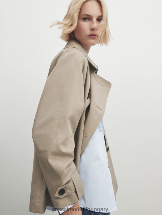 rövid trencskabát hátsó redővel bézs nők NXX8V8268 Massimo Dutti