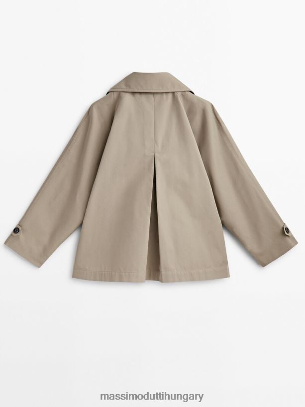 rövid trencskabát hátsó redővel bézs nők NXX8V8268 Massimo Dutti