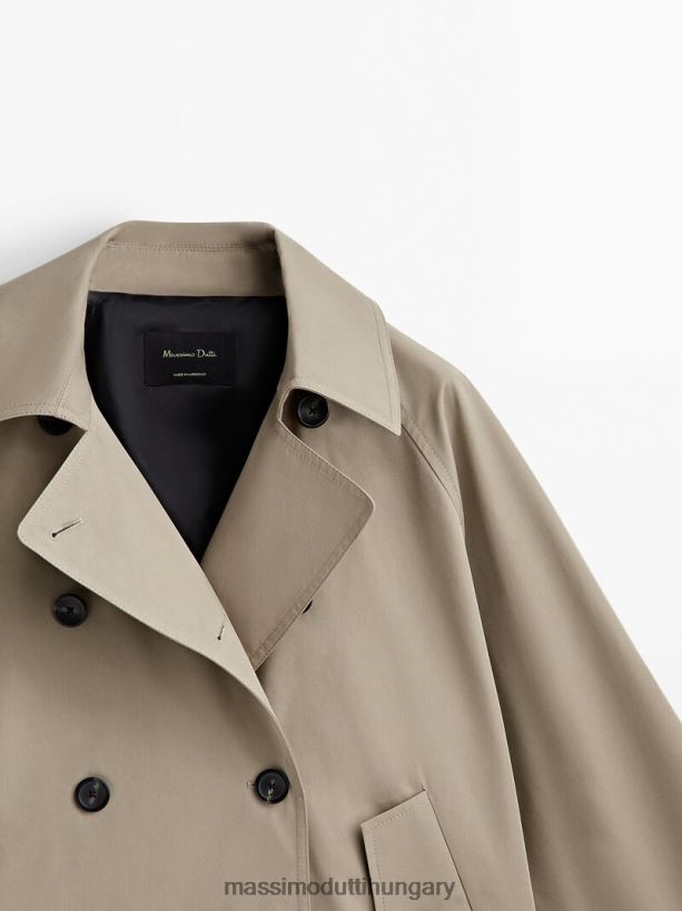 rövid trencskabát hátsó redővel bézs nők NXX8V8268 Massimo Dutti
