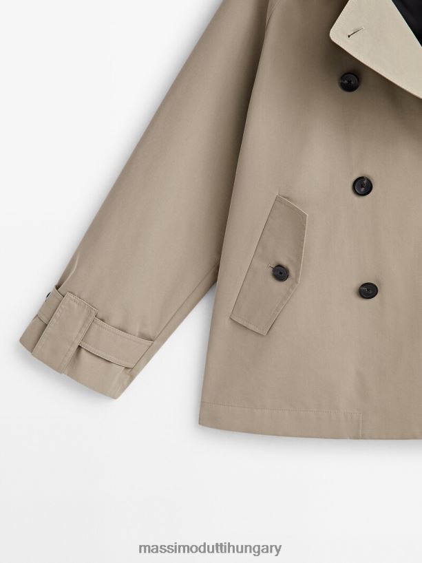 rövid trencskabát hátsó redővel bézs nők NXX8V8268 Massimo Dutti