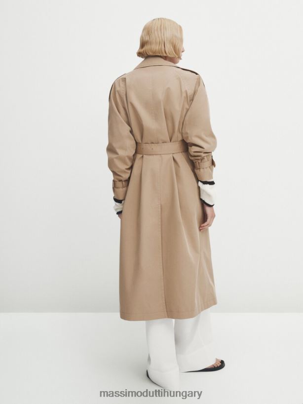 terjedelmes trench kabát övvel bézs nők NXX8V8274 Massimo Dutti