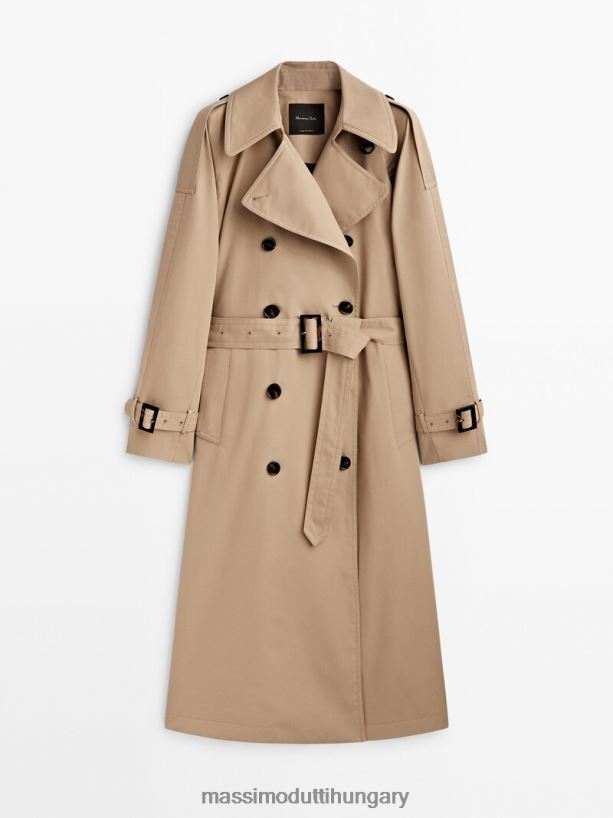 terjedelmes trench kabát övvel bézs nők NXX8V8274 Massimo Dutti