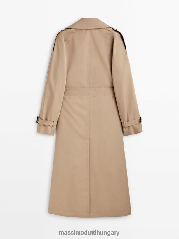 terjedelmes trench kabát övvel bézs nők NXX8V8274 Massimo Dutti