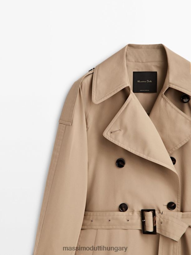terjedelmes trench kabát övvel bézs nők NXX8V8274 Massimo Dutti