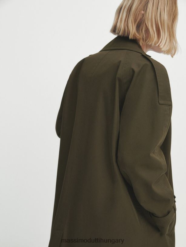 terjedelmes trench kabát övvel khaki nők NXX8V8271 Massimo Dutti