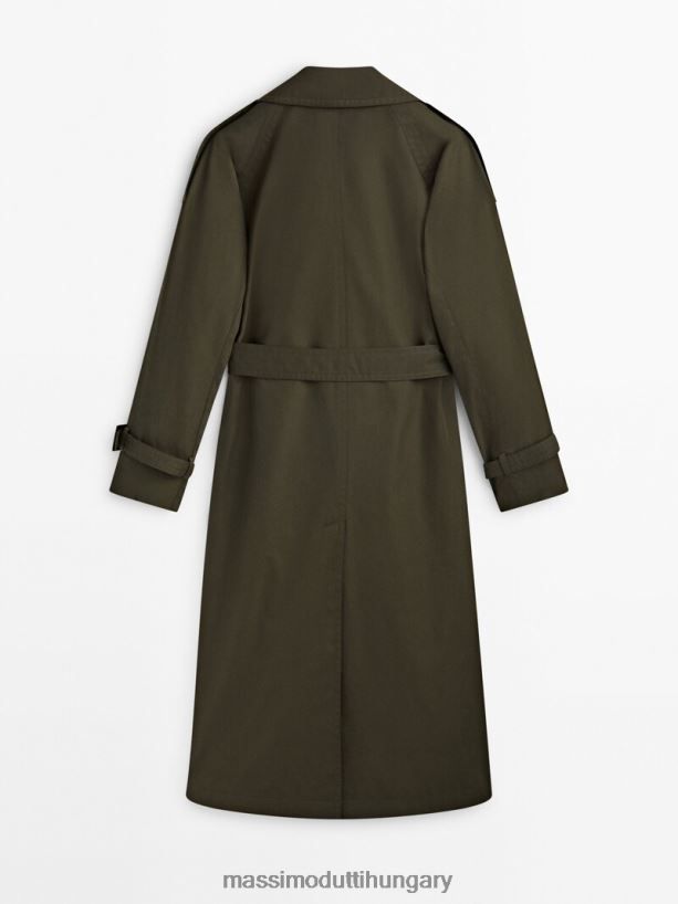 terjedelmes trench kabát övvel khaki nők NXX8V8271 Massimo Dutti