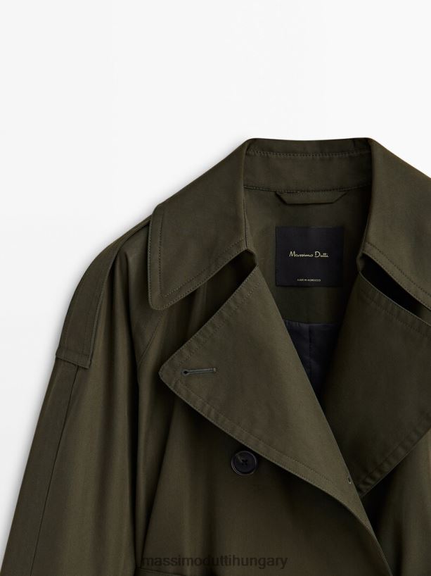 terjedelmes trench kabát övvel khaki nők NXX8V8271 Massimo Dutti