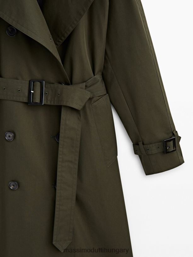 terjedelmes trench kabát övvel khaki nők NXX8V8271 Massimo Dutti