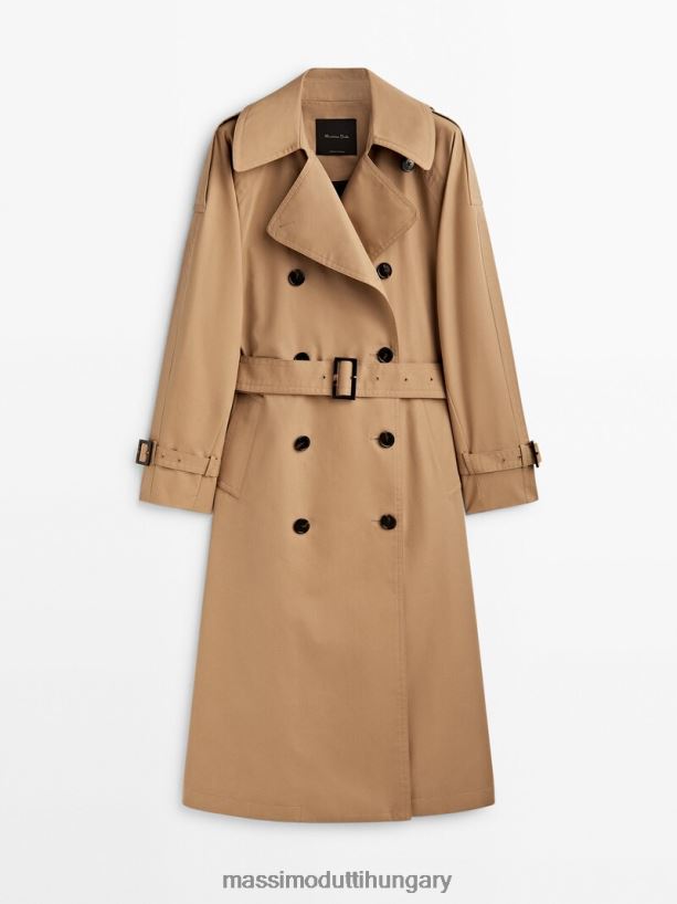 terjedelmes trench kabát övvel teve nők NXX8V8272 Massimo Dutti