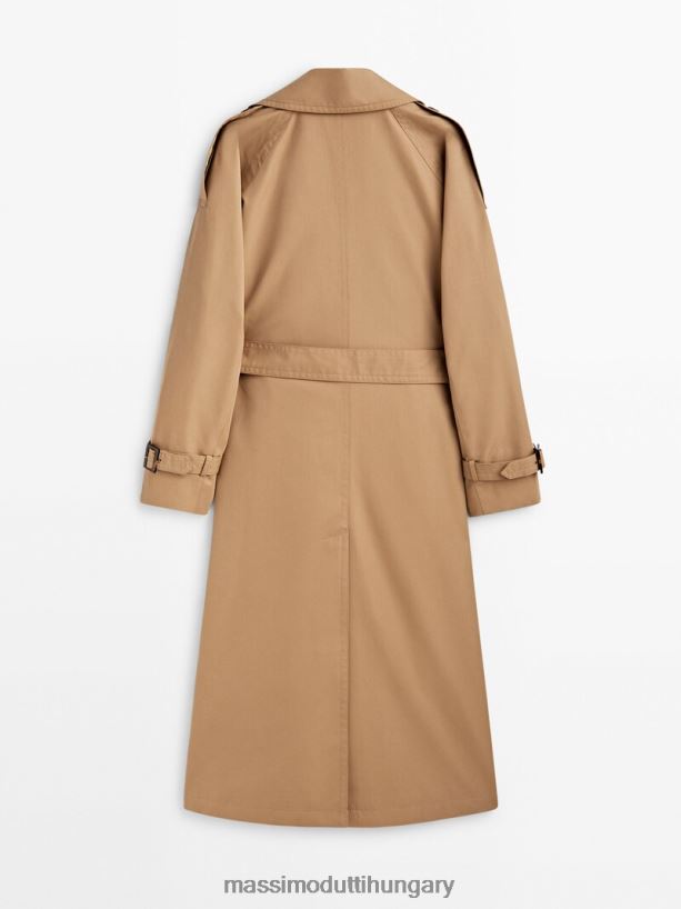 terjedelmes trench kabát övvel teve nők NXX8V8272 Massimo Dutti