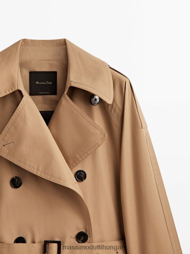 terjedelmes trench kabát övvel teve nők NXX8V8272 Massimo Dutti