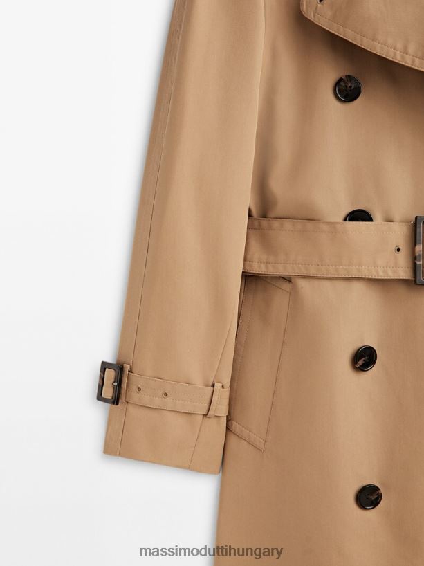 terjedelmes trench kabát övvel teve nők NXX8V8272 Massimo Dutti