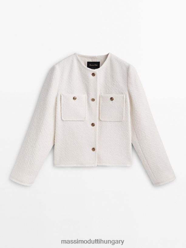 texturált vágott kabát arany gombokkal krém nők NXX8V8266 Massimo Dutti