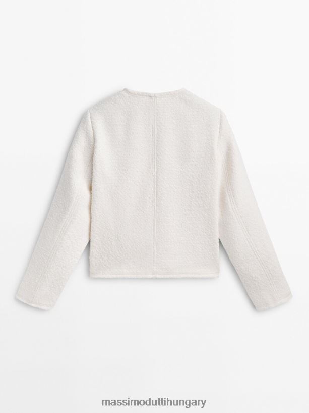 texturált vágott kabát arany gombokkal krém nők NXX8V8266 Massimo Dutti