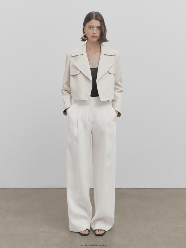 vágott bőr kabát - stúdió krém nők NXX8V8290 Massimo Dutti