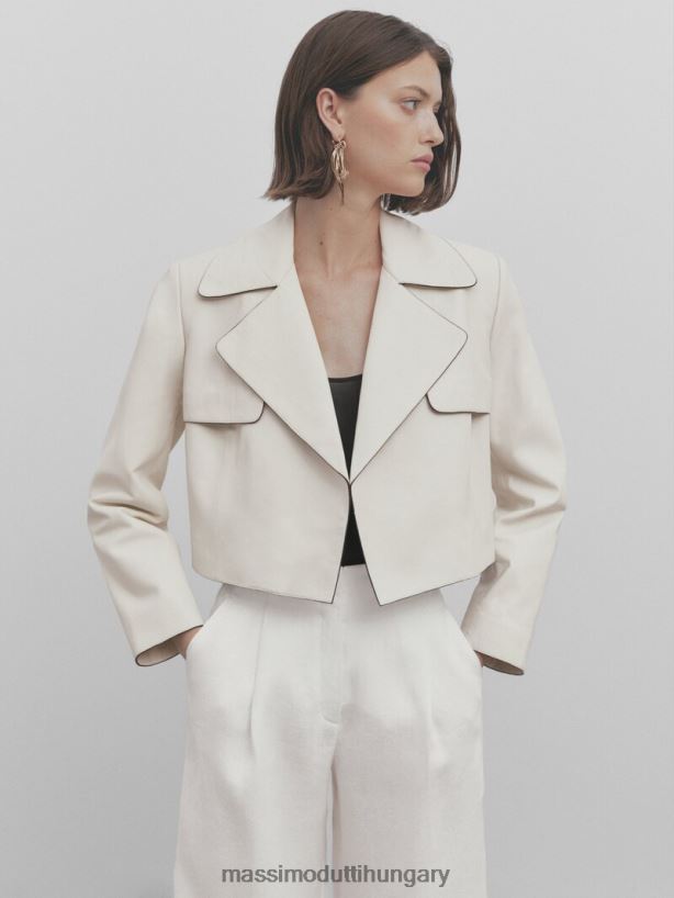 vágott bőr kabát - stúdió krém nők NXX8V8290 Massimo Dutti