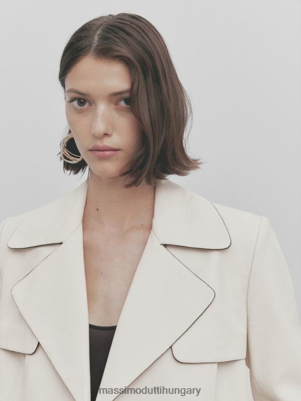 vágott bőr kabát - stúdió krém nők NXX8V8290 Massimo Dutti