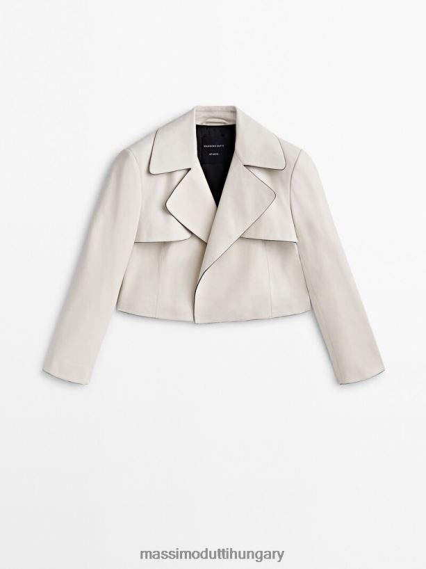 vágott bőr kabát - stúdió krém nők NXX8V8290 Massimo Dutti