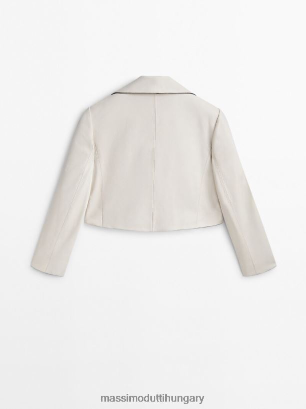 vágott bőr kabát - stúdió krém nők NXX8V8290 Massimo Dutti