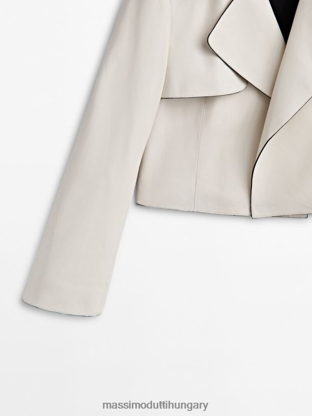 vágott bőr kabát - stúdió krém nők NXX8V8290 Massimo Dutti