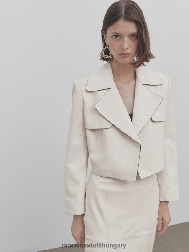 vágott bőr kabát - stúdió krém nők NXX8V8290 Massimo Dutti