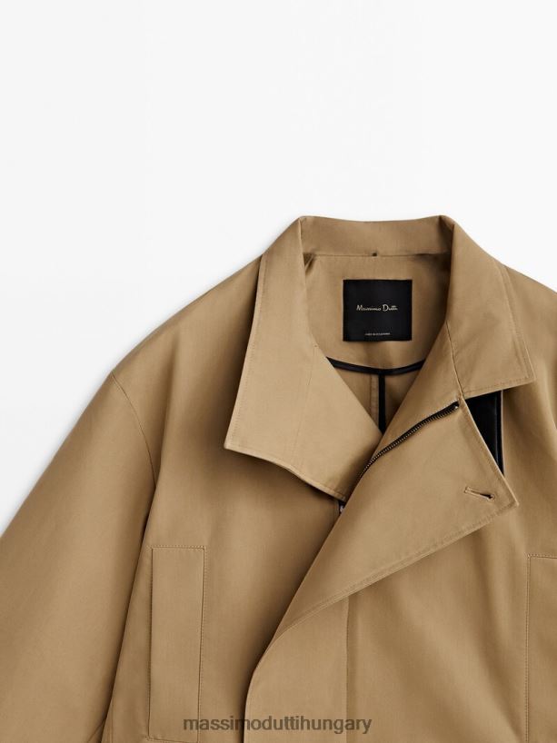 vágott kabát kontrasztos részletekkel teve nők NXX8V8264 Massimo Dutti