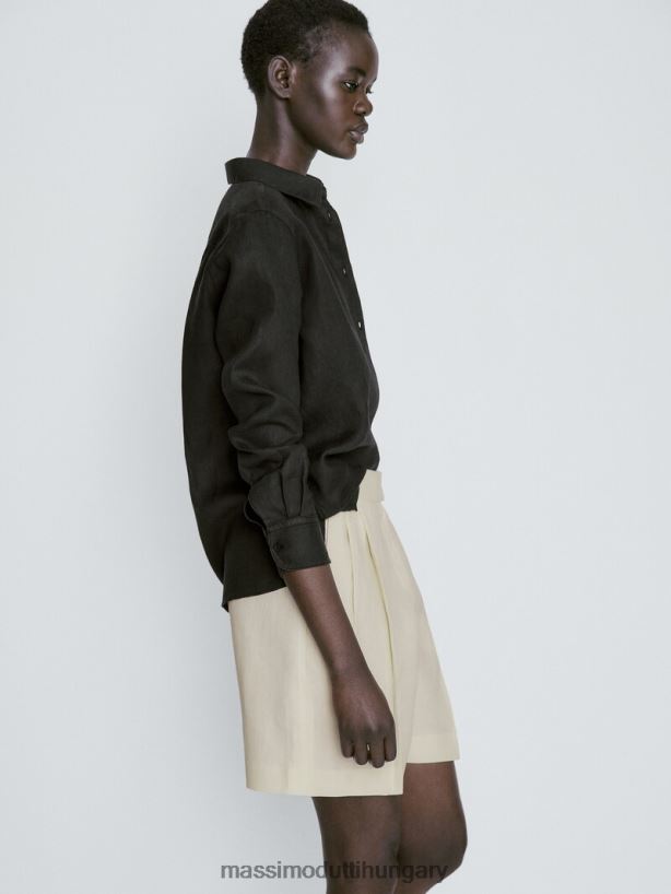 100% lenvászon darted bermuda rövidnadrág vanília nők NXX8V8348 Massimo Dutti