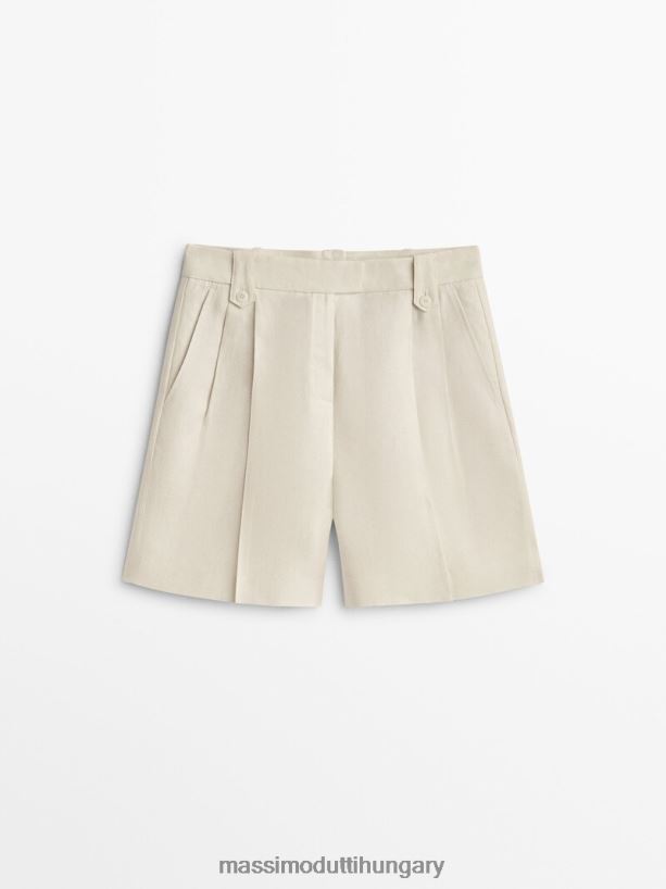 100% lenvászon darted bermuda rövidnadrág vanília nők NXX8V8348 Massimo Dutti