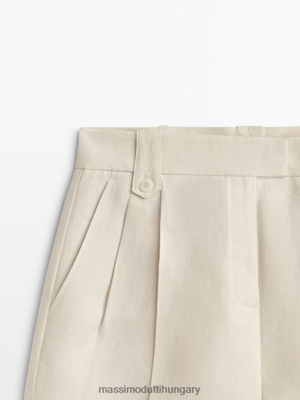 100% lenvászon darted bermuda rövidnadrág vanília nők NXX8V8348 Massimo Dutti