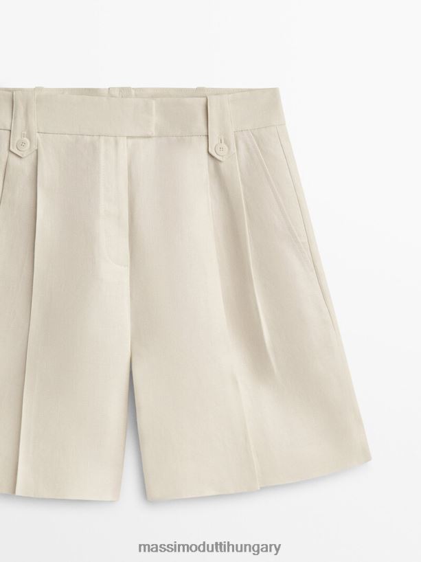 100% lenvászon darted bermuda rövidnadrág vanília nők NXX8V8348 Massimo Dutti