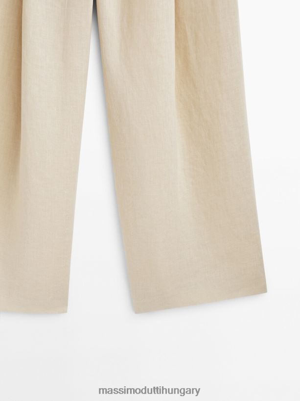 100% lenvászon darted koordinált nadrág bézs nők NXX8V8322 Massimo Dutti