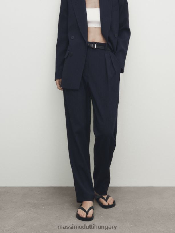 csíkos dart öltöny nadrág sötétkék nők NXX8V863 Massimo Dutti