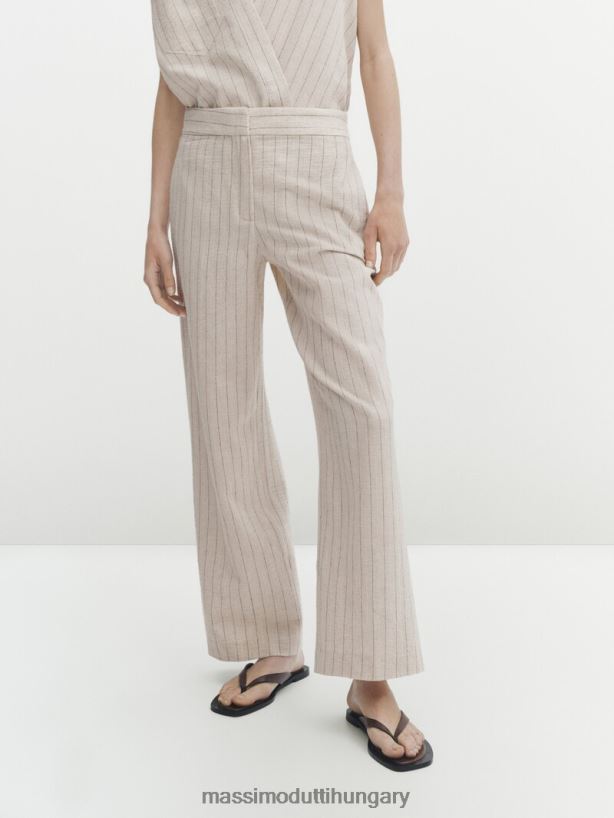 csíkos pizsama stílusú nadrág bézs nők NXX8V8315 Massimo Dutti