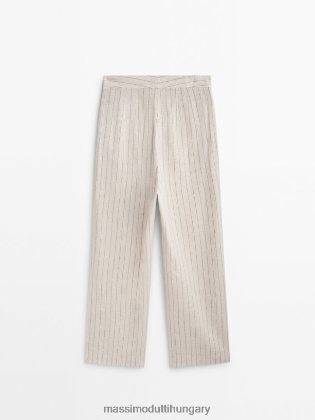 csíkos pizsama stílusú nadrág bézs nők NXX8V8315 Massimo Dutti