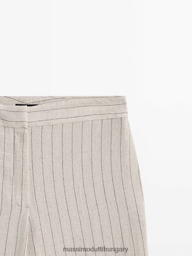 csíkos pizsama stílusú nadrág bézs nők NXX8V8315 Massimo Dutti