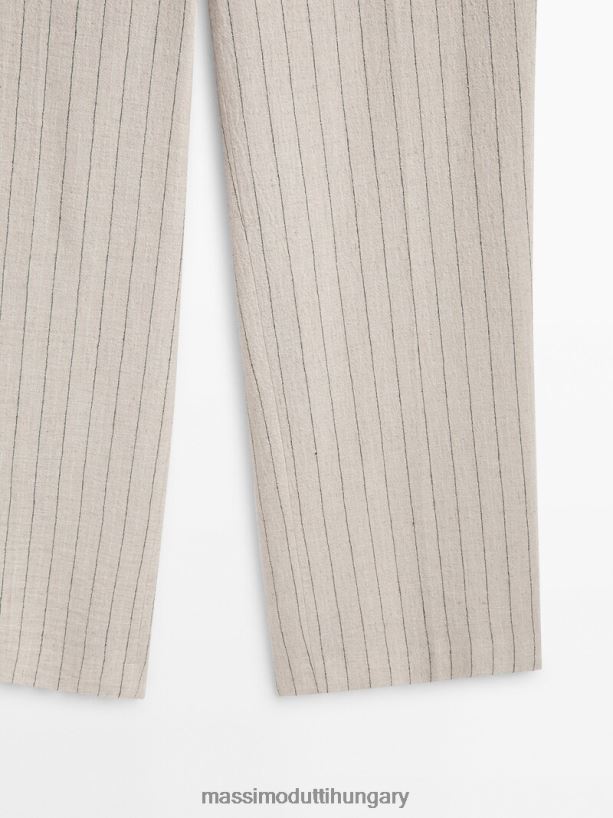 csíkos pizsama stílusú nadrág bézs nők NXX8V8315 Massimo Dutti