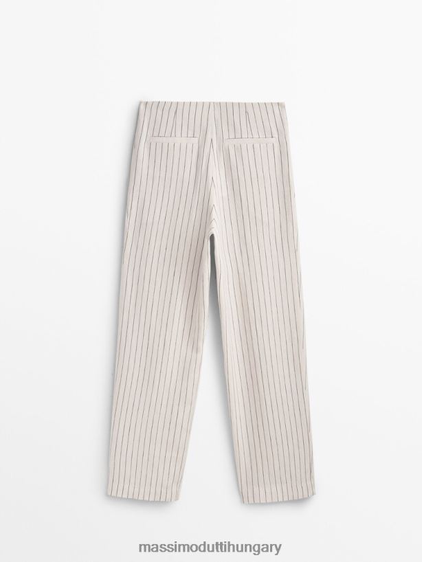 csíkos vászonnadrág nyilasokkal krém nők NXX8V8338 Massimo Dutti