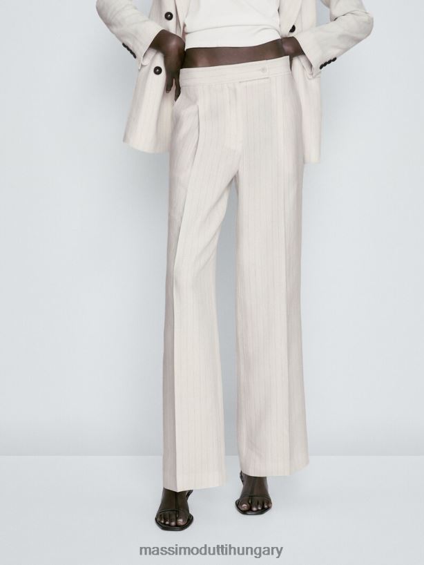 darált csíkos öltönynadrág krém nők NXX8V8400 Massimo Dutti