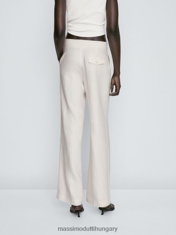 darált csíkos öltönynadrág krém nők NXX8V8400 Massimo Dutti