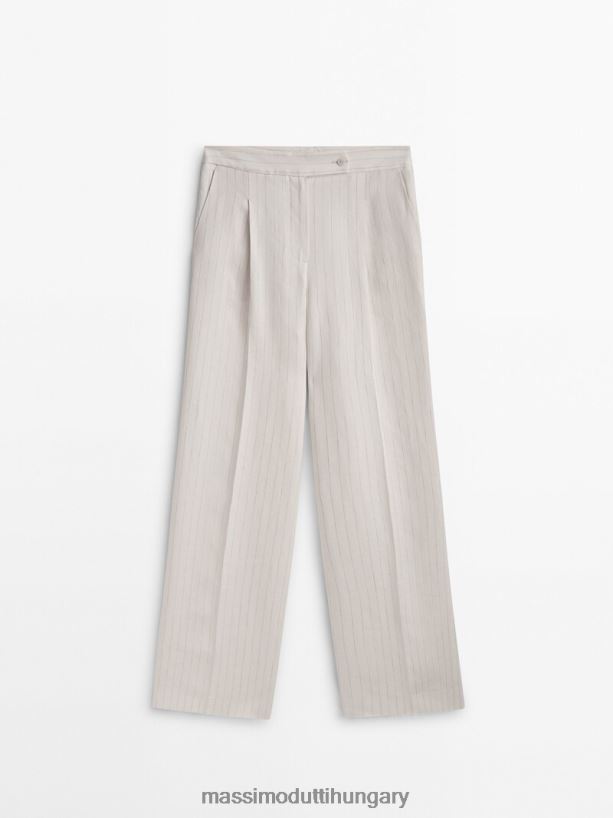 darált csíkos öltönynadrág krém nők NXX8V8400 Massimo Dutti