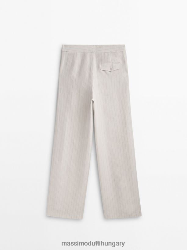 darált csíkos öltönynadrág krém nők NXX8V8400 Massimo Dutti