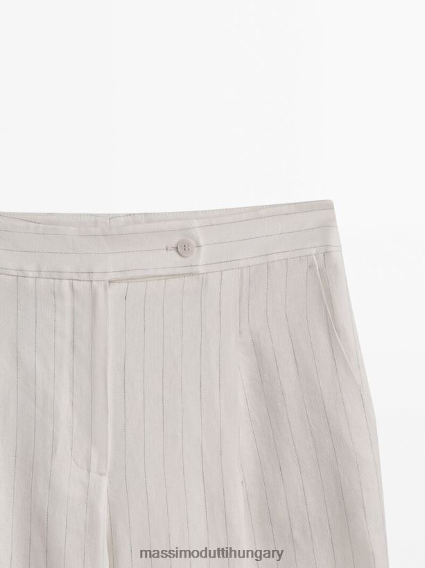 darált csíkos öltönynadrág krém nők NXX8V8400 Massimo Dutti