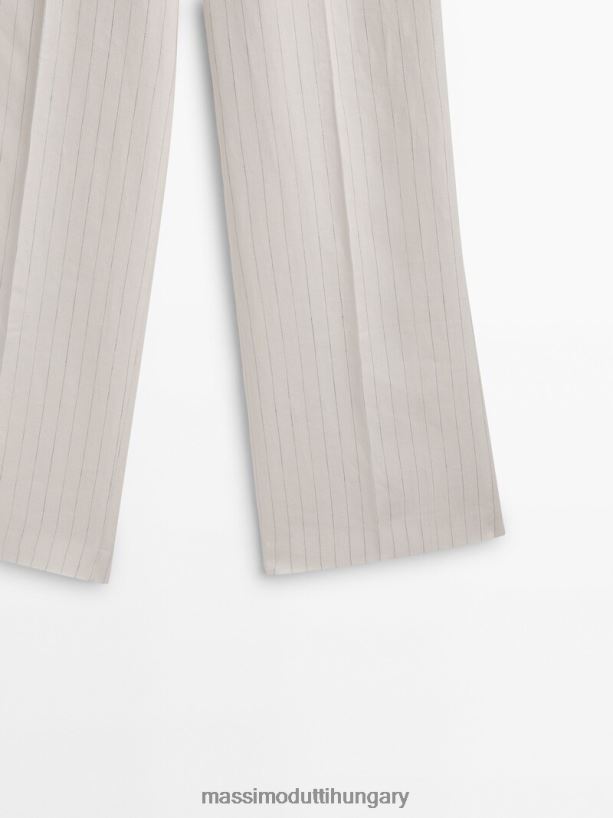 darált csíkos öltönynadrág krém nők NXX8V8400 Massimo Dutti