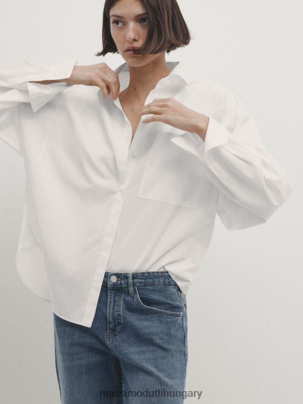 derékközépig érő karcsúsított fazonú farmer világoskék nők NXX8V8356 Massimo Dutti