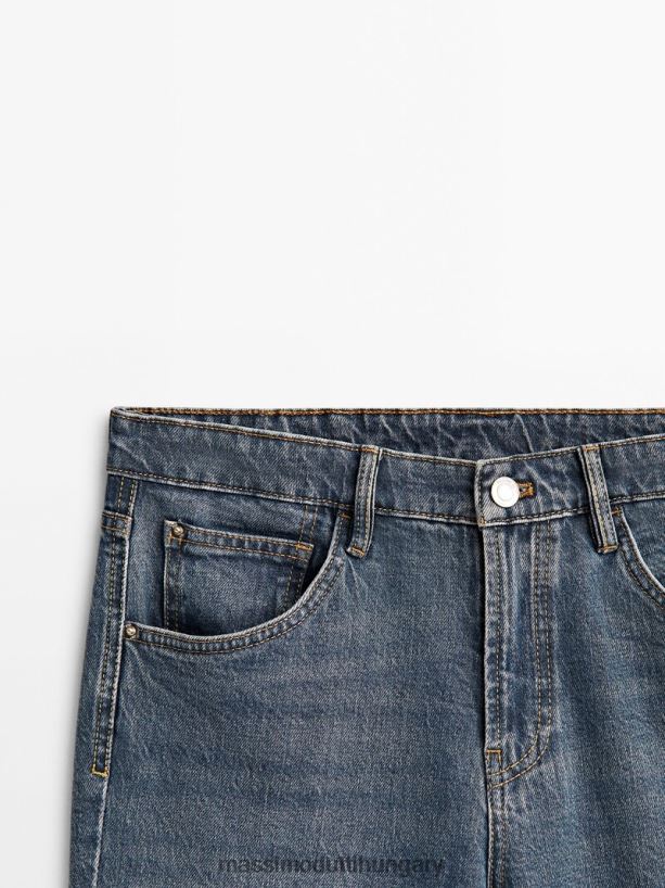 derékközépig érő karcsúsított fazonú farmer világoskék nők NXX8V8356 Massimo Dutti