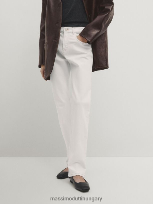 egyenes derékközépig érő farmernadrág krém nők NXX8V8357 Massimo Dutti