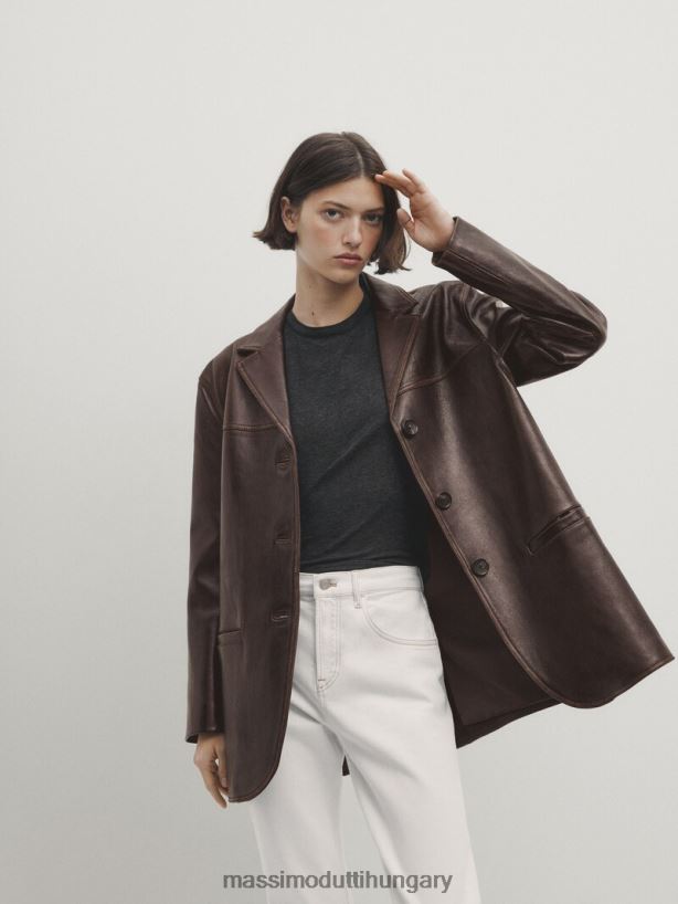 egyenes derékközépig érő farmernadrág krém nők NXX8V8357 Massimo Dutti