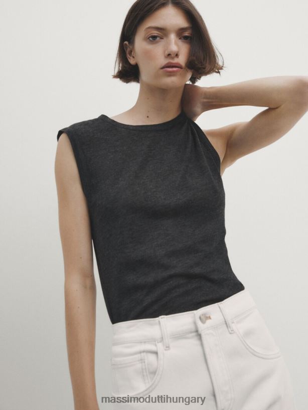 egyenes derékközépig érő farmernadrág krém nők NXX8V8357 Massimo Dutti