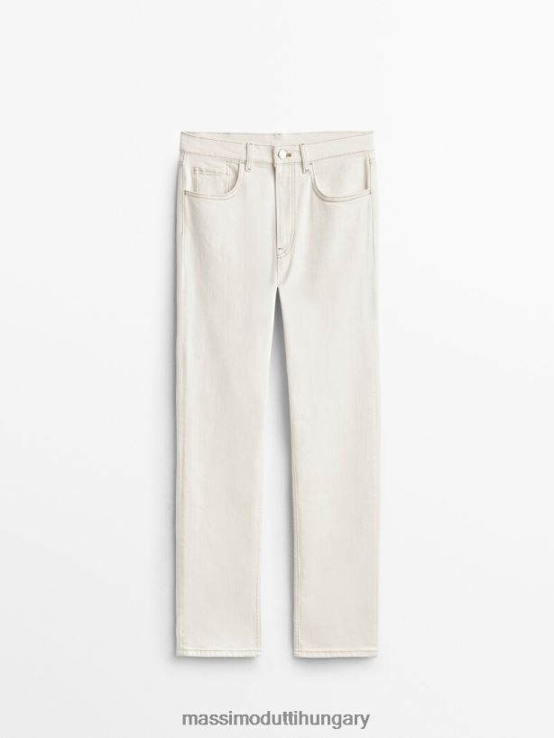 egyenes derékközépig érő farmernadrág krém nők NXX8V8357 Massimo Dutti